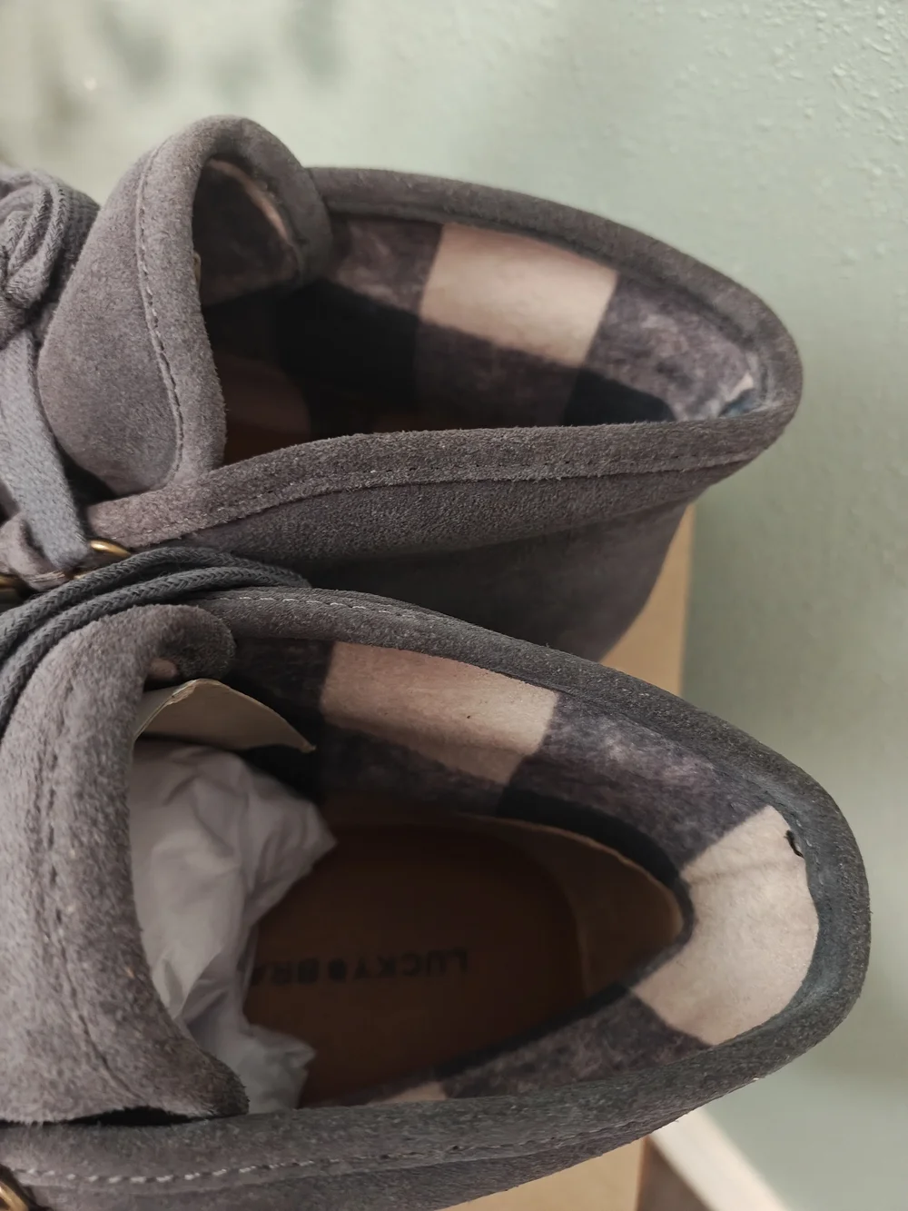 Lucky Brand Men's Gray Suede Moc Toe Lace-Up Chukka